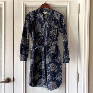GAP MATERNITY Belted Floral Denim Dress - Size XS
